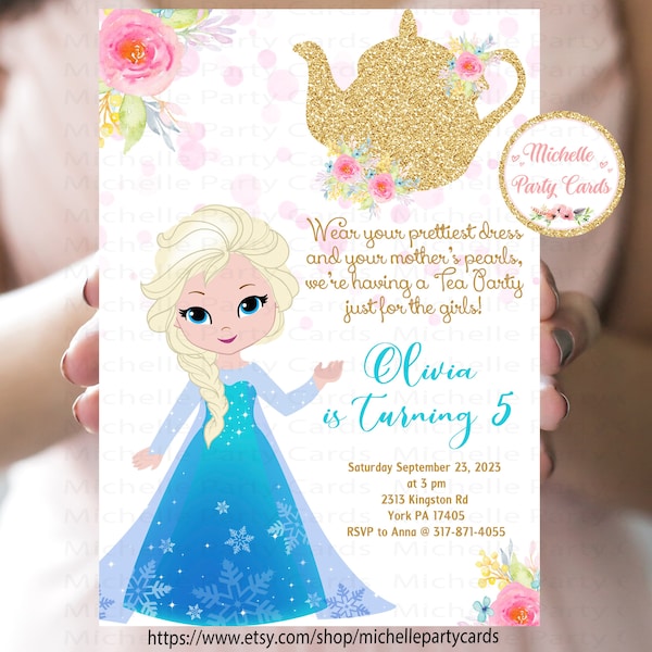 Princess Elsa Tea Party, Elsa Invitation, Par Tea, Frozen Tea Party, Princess Invitation, Princess Tea Party, Elsa Birthday, Elsa Party