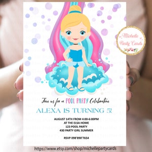Cinderella Pool-Party Einladung, Prinzessin Pool-Party, Prinzessin Einladung, Prinzessin Geburtstag, Pool-Party einladen, Cinderella Einladung