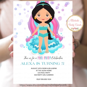 Princess Jasmine, WaterSlide Party, Princess Pool Party, Prinzessin Einladung, Prinzessin Geburtstag, Jasmin Einladung, Jasmin Geburtstag, Jasmine Geburtstag, Jasmine
