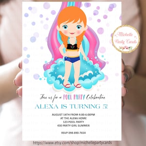 Prinzessin Anna, Pool-Party-Einladung, Frozen Einladung, Frozen Party, Frozen Geburtstag, Waterslide Party, Sommerparty, Sommergeburtstag