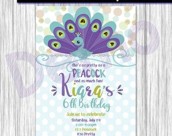 peacock invitations etsy