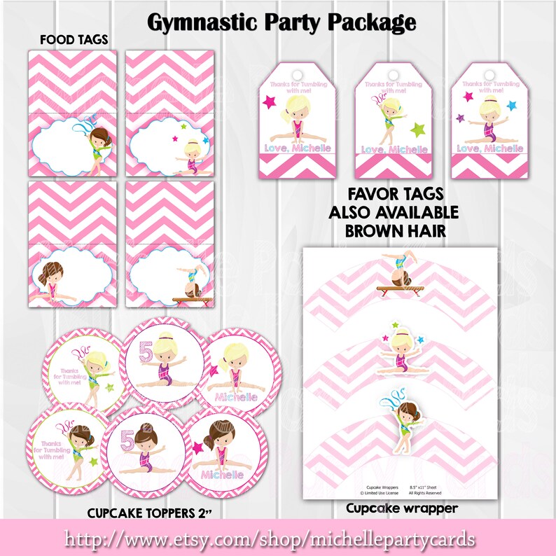 Gymnastic Party Package Printable Gymnastics Pack Printable - Etsy