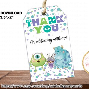 SOFORTIGER DOWNLOAD Monster Favor Tag, Monster Favor Tags, Danke Tags, Gif Tags, kleines Monster, Boo favor tag, Sully favor tags