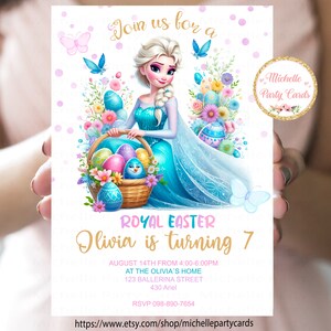 Invito di Pasqua reale, invito di Pasqua principessa, Pasqua congelata, compleanno di Pasqua, festa di Pasqua, invito di primavera, festa di primavera, reale
