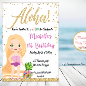 Rapunzel Einladung, Prinzessin Rapunzel Geburtstag, Prinzessin Pool Party, Prinzessin Geburtstag, Rapunzel Party, Rapunzel Geburtstag, Sommer einladen