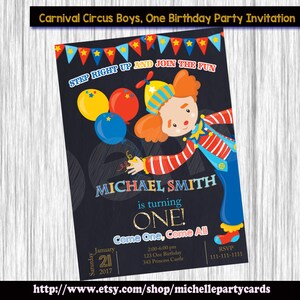 Carnival Circus Boys, Invitación a una fiesta de cumpleaños, Invitación de circo, Cumpleaños de circo, Fiesta de circo, Cumpleaños de carnaval, Invitación de carnaval