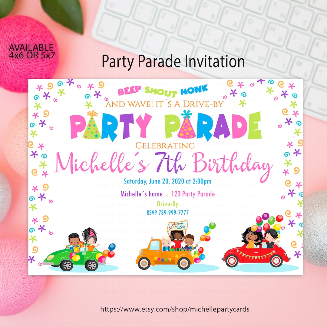 Party Parade Invitation Birthday Parade Invitation Drive Through ...