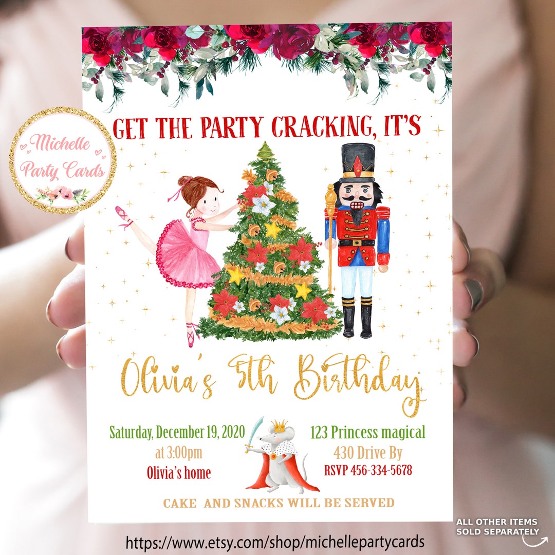 Nutcracker Christmas Invitation, Nutcracker Birthday, Nutcracker Girl