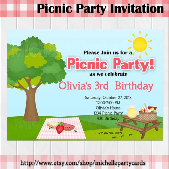 Pique Nique Party Invitation Pique Nique Danniversaire Etsy