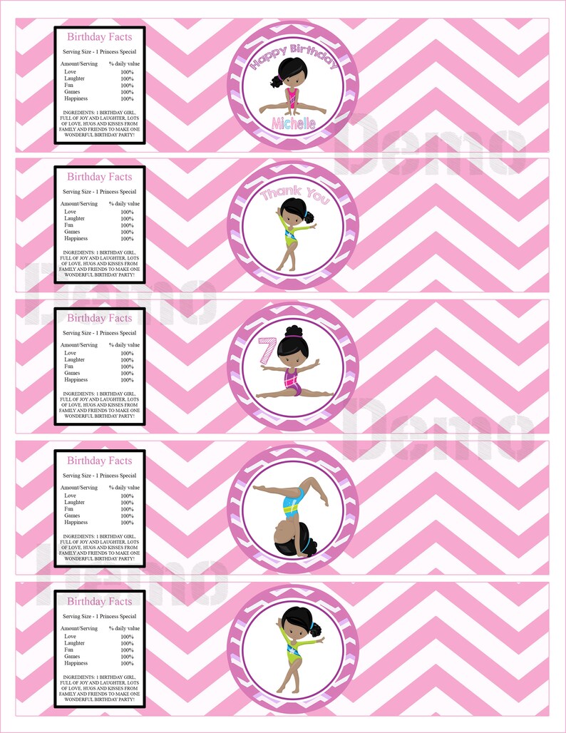 Gymnastic Bottle Labels Gymnastic Water Labels Gymnastic Etsy