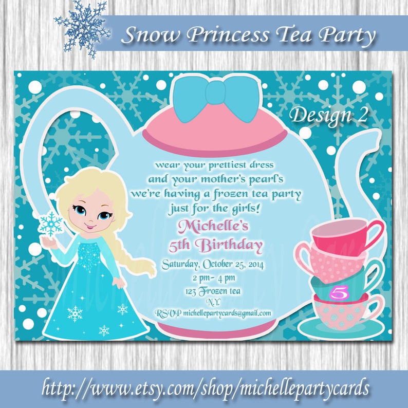 Snow Princess Tea PartyFrozen Elsa Bruni Princess Tea Party Tea Birthday Frozen Invitation