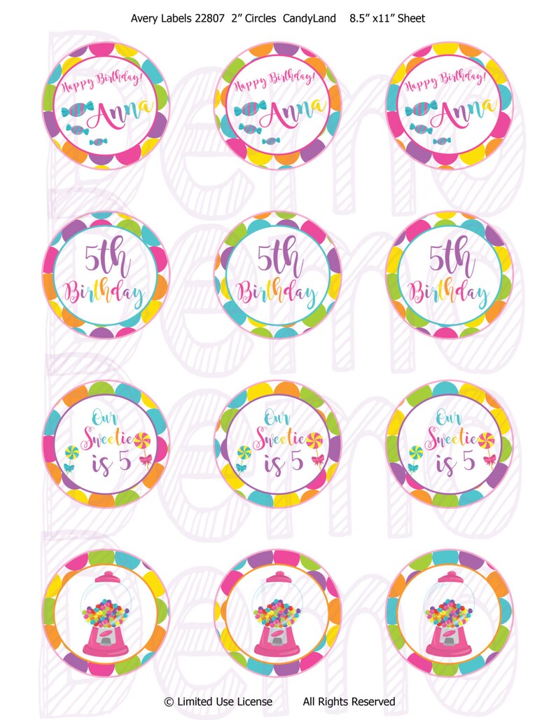 Candyland Cupcake Toppers Candyland Invite Candyland Etsy