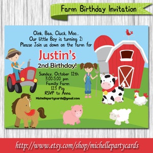 Farm Invitation, Farm Animals, Pig Invitation, Chicken Party, Sheep and Cow Birthday