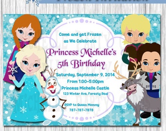 Frozen Invitation- Frozen Party Invite-Frozen Birthday Invitation-Snow Princess Invitation