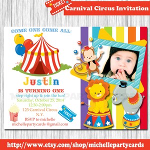 Karneval Zirkus Einladung-Zirkus Foto Einladung-Erhältlich in 4x6 oder 5x7 Formaten