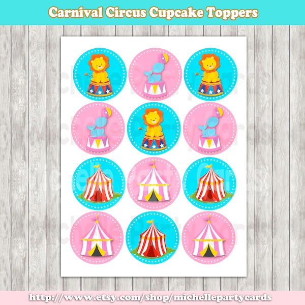 Carnival Circus, Cupcake Toppers, Boys and Girl, Carnival Party-Circus Toppers, Circus Party-Carnival Birthday