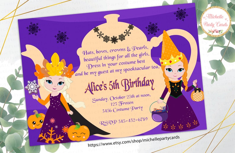 Frozen Costume Tea Party Invitation Costume Birthday Party Etsy