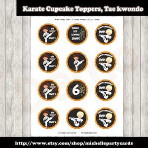 Karate Cupcake Toppers, Tae kwondo, Decoración de Karate, Karate Toppers, Cabello Rubio y Castaño, Fiesta de Niños
