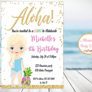 Princess Elsa Einladung, Pool Party, Elsa Sommer Einladung, Frozen Einladung, Tropische Einladung, Princess Pool Party, Ananas Einladung