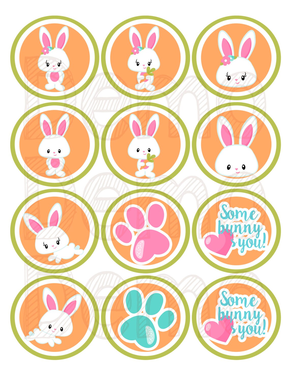 Cupcake Toppers Bunny Easter Party Easter Party Cupcake Etsy