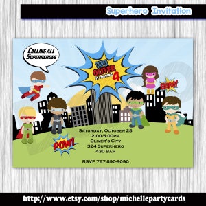 Superheld Einladung, GeburtstagSparty, Pop Art Superheld Einladung, Einladungskarte, Comics Pop Art, Superhelden Einladung, SuperGirl Einladung