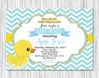 Rubber Duck Baby Shower Invitation, Duck Invitation, Baby Shower Invite, Baby Boys invite, Duck party, Baby Shower Duck, Birthday