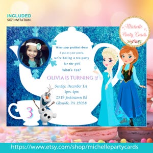 EDITABLE Frozen Invitation Birthday Tea Party-Photo
