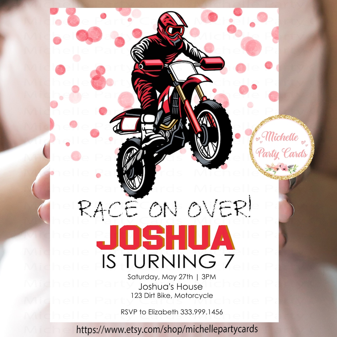 Motocross Geburtstagseinladung, Dirt Bike Geburtstag Handyeinladung