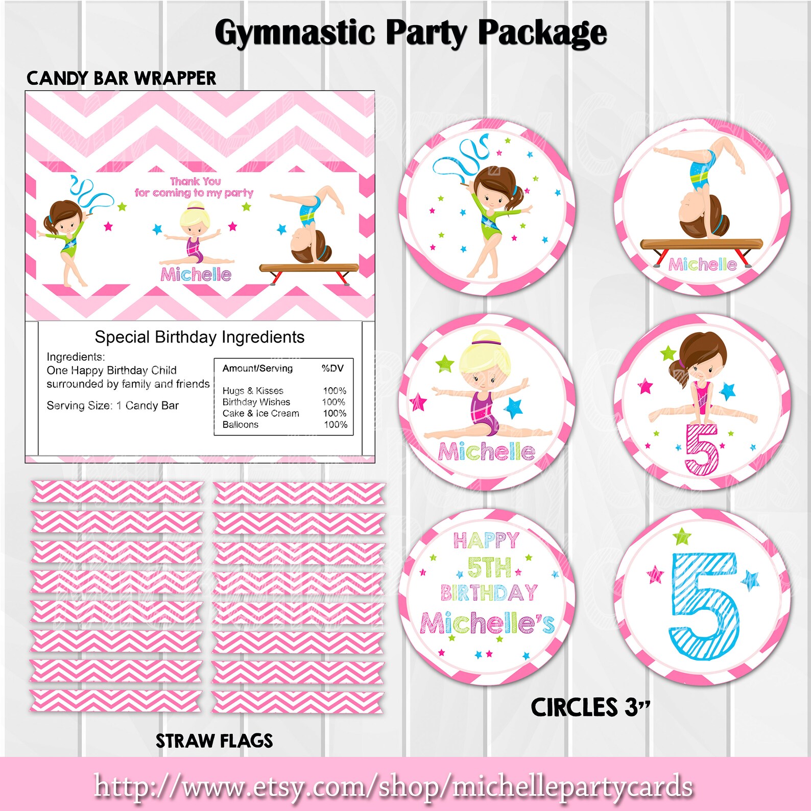 Gymnastic Party Package Printable Gymnastics Pack Printable - Etsy
