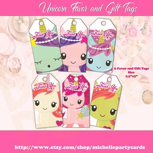 Einhorn Gunst und Geschenkanhänger, Einhorn Tags, Einhorn Geschenkanhänger, Girl Party, Gunst Tags Mädchen, Taschenanhänger druckbar, Danke Tags