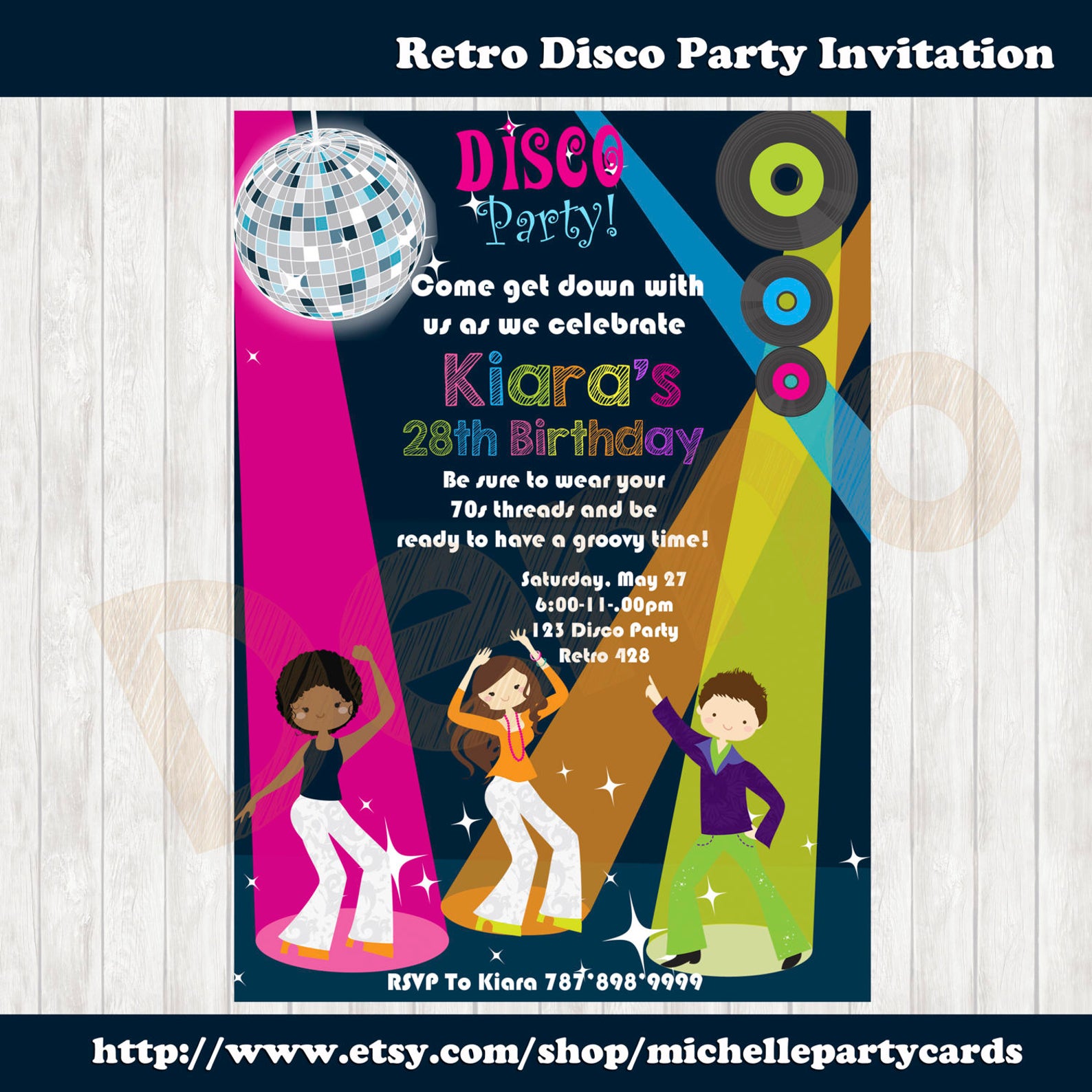 Retro Disco Party Invitation Retro 70's Disco Fever Etsy