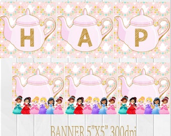 Banner Princess Tea Party, Girl Banner, Tea Party  Banner, Princess Tea Party Banner, Birthday Party, Tea Banner, Princess Banner