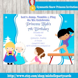 Gymnastic Snow Princess Einladung und Prinzessin Gymnastic einladen