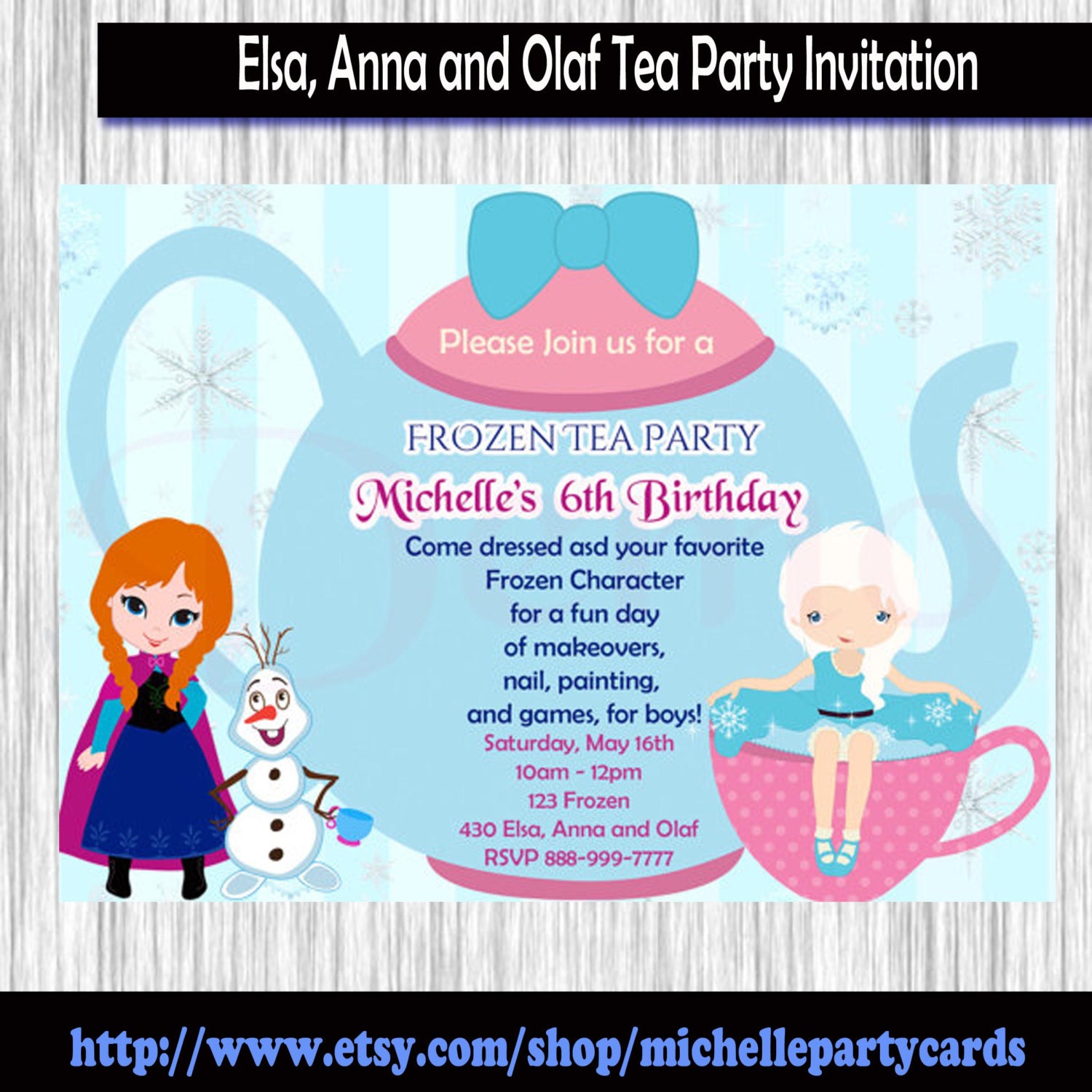 Elsa Anna and Olaf Tea Party Invitation Frozen Party Etsy Canada
