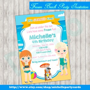 Frozen Beach Party Einladung-Sommer Frozen Geburtstag-Sommer Einladung-Frozen Einladung-Geburtstagsparty-Sommerparty-Pool-Party-Einladung