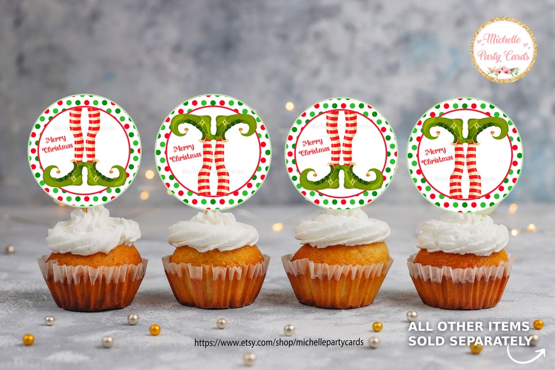 INSTANT DOWNLOAD Cupcake Toppers Elf, Christmas Cupcake Topper ...