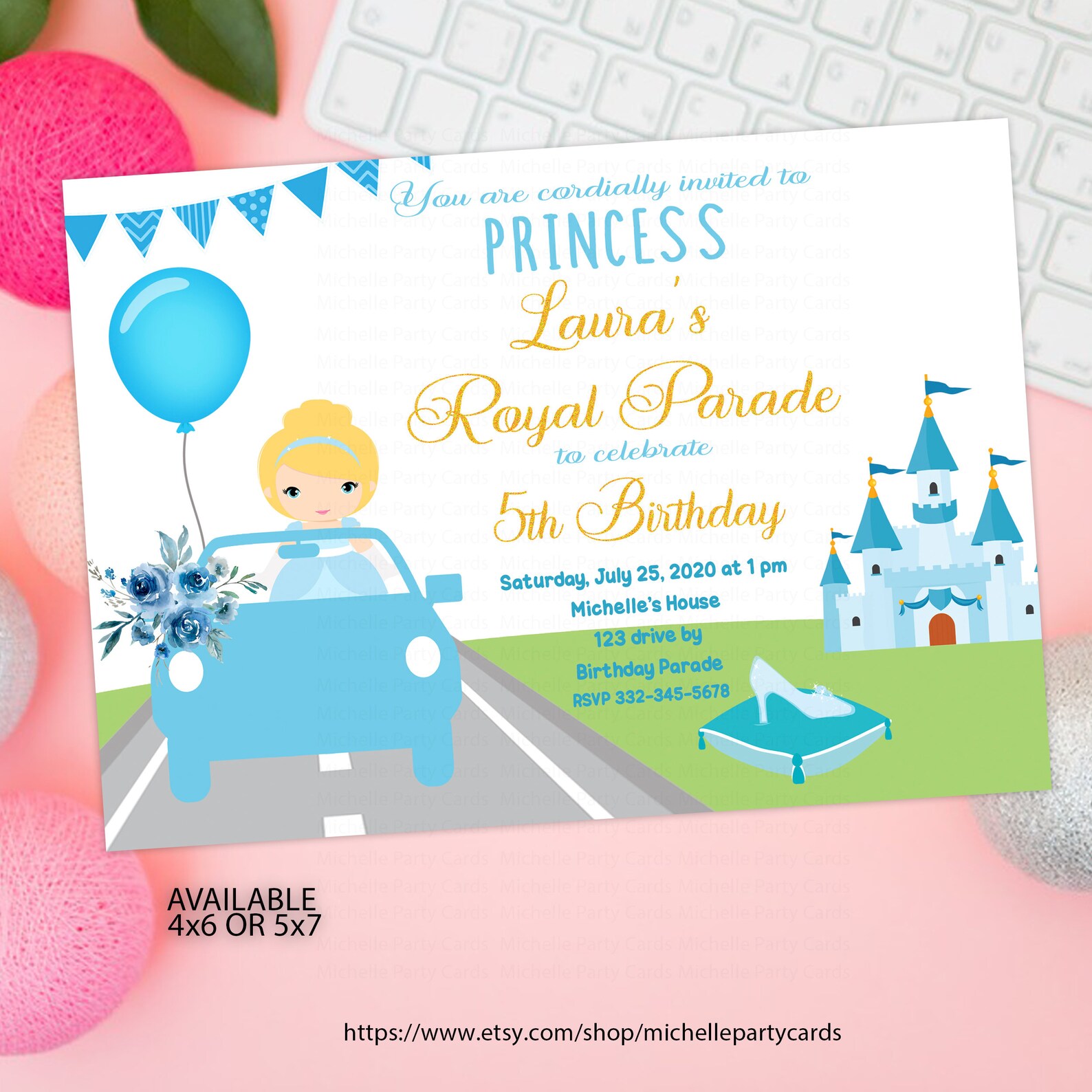 Drive by Parade Cinderella Invitation Royal Princess Parade | Etsy