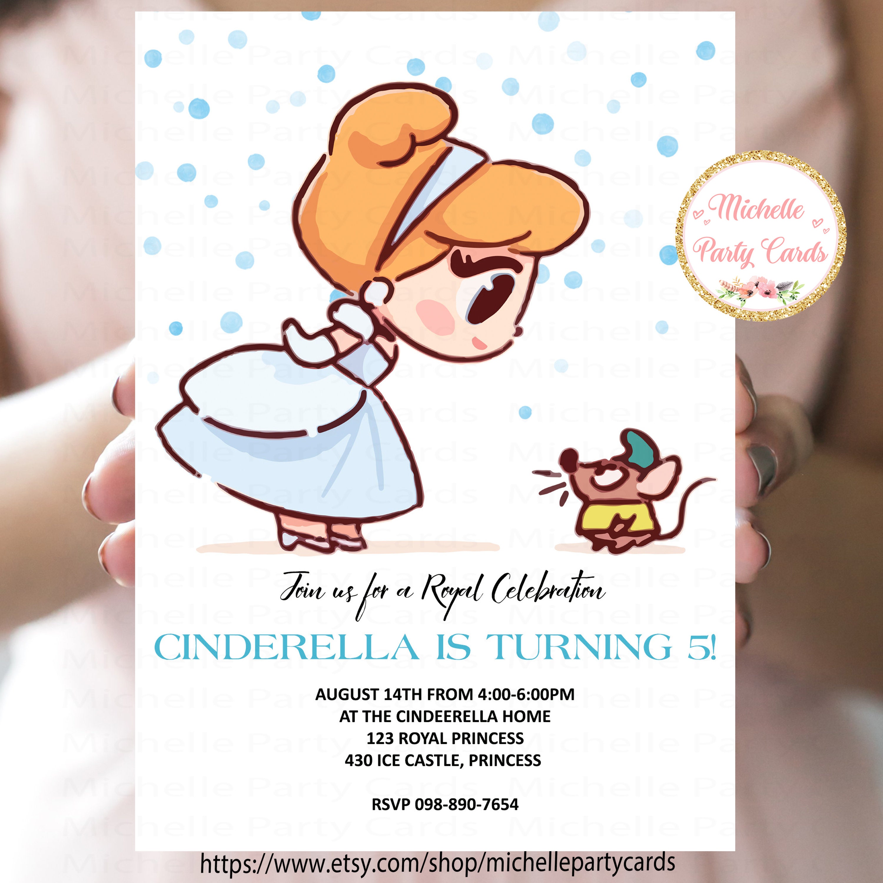 Cinderella Invitation Cinderella Party Princess Invitation Princess Birthday Cinderella with pet Cinderella Birthday Royal