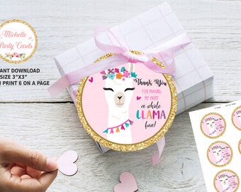 INSTANT DOWNLOAD Llama Favor Tags, LLama Thank You Tag, Llama fun, Llama labels, Party Decor, Party Birthday, Llama Birthday, Llama Stickers