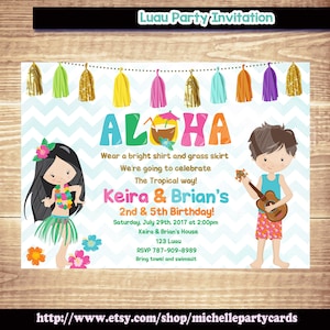 Luau Party Invitation, Hawaiian Invitations, Luau Birthday Invitation, Luau Party, Luau Birthday, Luau Invite, Luau Invite, Aloha Party image 1