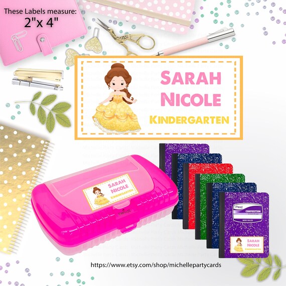 Princess Belle Name Labels Belle School Labels Printable - Etsy