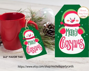 INSTANT DOWNLOAD Favor Tag Snowman Christmas Party, Snowman Gift Tags, Christmas Decoration, Christmas Party