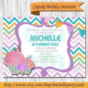 Cupcake Geburtstagseinladung-Cupcake Einladung-Cupcake Party Einladung