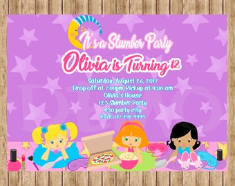 Slumber Party Invitation, Pajama Party, Girl Invitation, Slumber , Girl’s Sleepover, Slumber Birthday, Party Girl, Sleepover Invitation