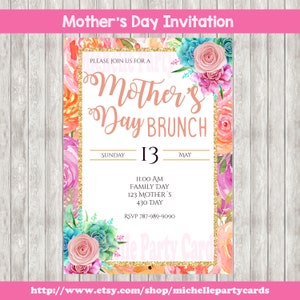 Moederdag uitnodiging, Moeder Uitnodigen, Moeder's Party, Moeder Uitnodiging, Moeder Uitnodiging, Feestdag, Kaarten, Rose Invite, Bloemen Uitnodiging
