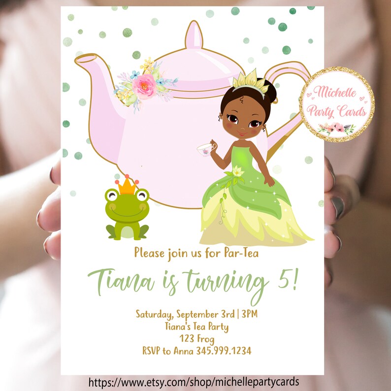 Princess Tiana Tea Party Tiana Invitation Princess Birthday Princess Tea Party Princess Invitation Tea Party Invitation Tea
