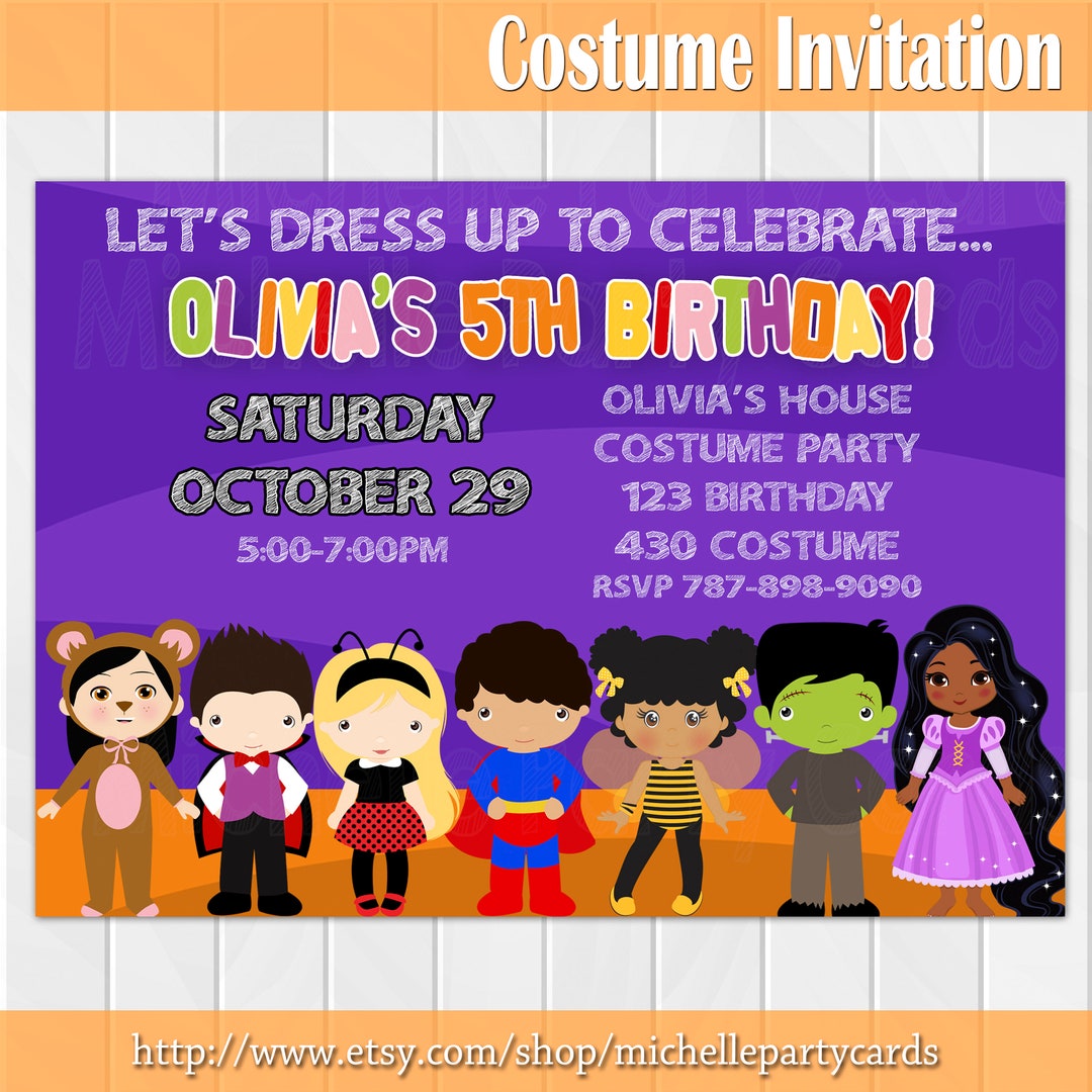 Costume Invitation, Costume Party Invitation, Kids Costume Party