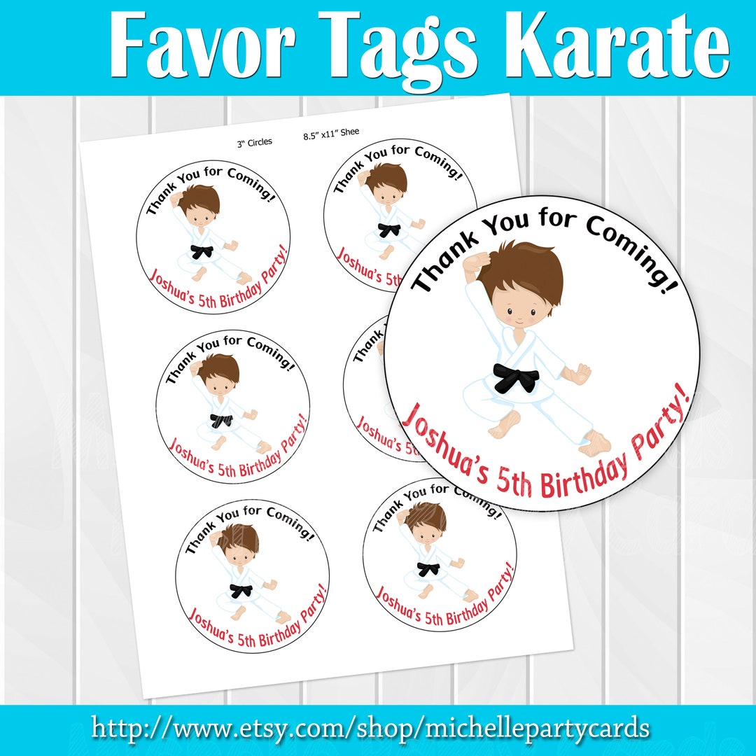 Favor Tags Karate Party Decor Karate Birthday Karate Party Etsy