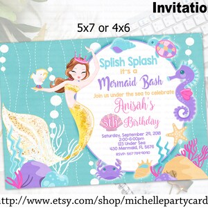 Mermaid Belle Einladung, Mermaid Birthday Party, Geburtstagsfeier, Einladung Geburtstag, Unter Meer, Prinzessin Einladung, Meerjungfrau Prinzessin