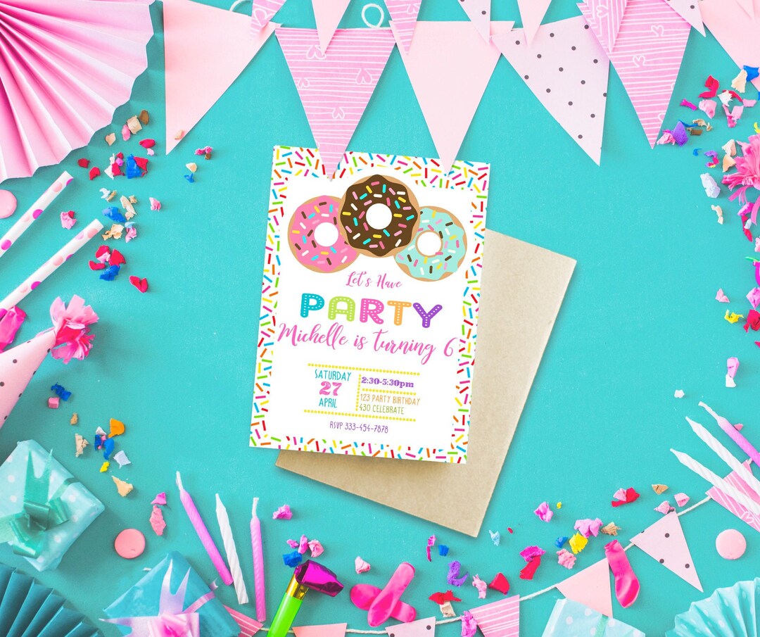 Birthday Donut Party Invitation, Donut Invitation, Birthday Invitation, Party Girl, Party Boys